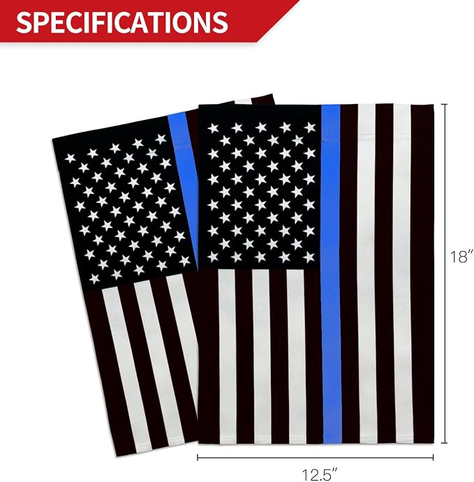 ANLEY Double Sided Premium Garden Flag, Thin Blue Line US National Honoring Police Officers Garden Flags for Home Decor - Weather Resistant & Double Stitched Yard Flags - 18 x 12.5 Inch
