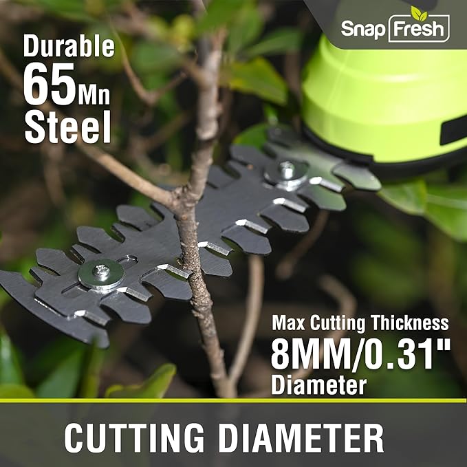 SnapFresh Cordless Grass Shears & Hedge Trimmer, 2-in-1 Handheld Electric Lightweight Hedge & Shrub Trimmer with Battery for Garden Yard Lawn, 2.0Ah Battery & USB-C Charging Cable Included