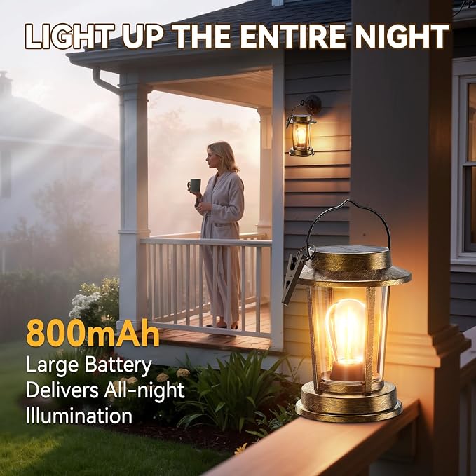 Solar Lanterns Outdoor Waterproof 2 Pack , Upgraded Solar Lights Outdoor, Bright Solar Powered Lanterns Decorative, Hanging Solar Lights for Outside Patio Garden Yard Path Porch Decor(Antique Copper)