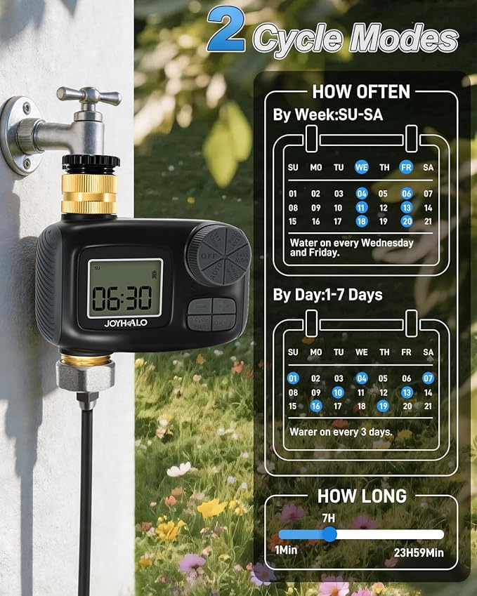 Joyhalo Misters for Outside Patio with Automatic Sprinkler Timer, 50FT Misting System Line,17 Mist Nozzles,Water Filter,Brass Adapter(3/4"), Outdoor Plant Misters for Patio Cooling Garden Greenhouse