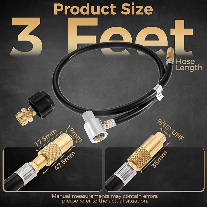 5428A Camp Stove Regulator and 3FT Hose Assembly Compatible with Coleman Guide Series Camp 3-Burner Propane Stoves, Fits 1lb to 20lb Tanks with QCC Type 1 Connector