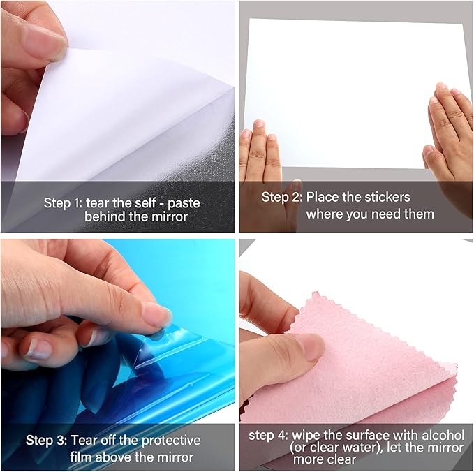 Zonon Flexible Mirror Sheets Self Adhesive Non Glass Mirror Tiles Stickers for Home Wall Decor(10 Pieces,8 x 10 Inches)