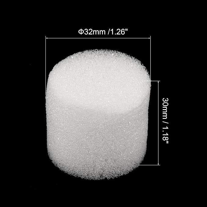 MECCANIXITY 100pcs Hydroponic Sponges, 1.26" Growing Media Cylindrical Sponges for Home Vegetable Flower Planting, White