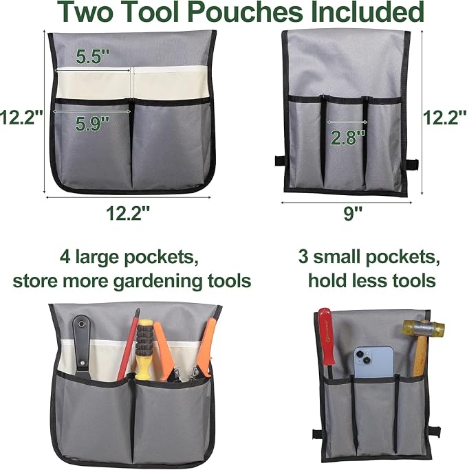 LUCKYERMORE Foldable Garden Kneeler and Seat, New Generation Gardening Stool with 2 Tool Pouches, with Wider&Softer EVA Kneeling Pad, Gardening Gifts for Parents Seniors, Lightweight & Heavy Duty