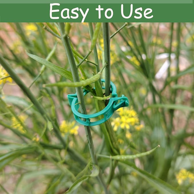 150PK Plant Support Clips - Tomato Clips for String Trellis, Grape Vine Clips for Garden Netting Climbing Plants, Secured Plastic Plant Clip for Fixing Stem and Vine