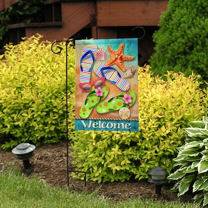 Surfside Flip Flops Summer Garden Flag Welcome Beach 12.5" x 18" Briarwood Lane