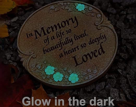 Luminous Memorial Stone - Memorial Stepping Stone - in Memory of Loved One Gifts - Memorial Gifts (Luminous Memorial Stones as Sympathy Gifts for the Loss of a Loved One)