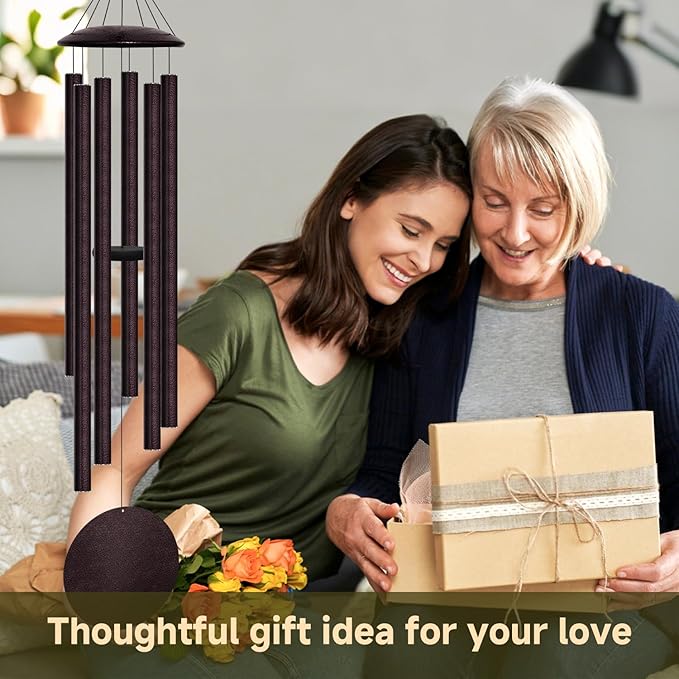 78" Extra Large Wind Chimes for Outside Deep Tone, 6 Thick and Bold Aluminum Tubes Tuned Relaxing Melody Wind Chime, Big Wind Chimes for Garden Patio Decor, Great Gift Idea for Mother's Day (Bronze)