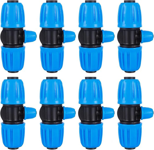 10 Pcs 1/2 to 1/4 inch Garden Hose Tubing Irrigation Fittings,3-Way Anti-Leak 1/2'' to 1/4'' Locked Barbed Drip Irrigation Tee Connectors (1/2"IDx0.6-0.63"OD) 1/2'' to 1/4'' Irrigation Tubing Fitting