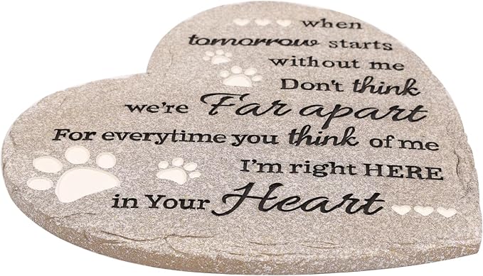 Pet Memorial Stone for Dogs Cats, 10 Inch Dog Memorial Gifts for Loss of Dog, Heart Shaped Cat Memorial Stones, Pet Memorial Gifts for Dogs Cats, Pet Loss Sympathy Gift (Heart-Shaped Paw), YMSZZH01