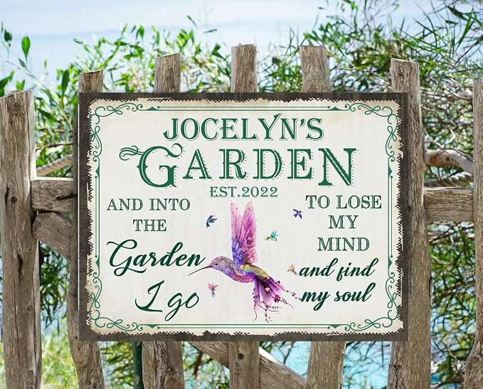 Customize Metal Signs with Name Garden Sign Personalized Waterproof Vintage Decorative Metal Print for Wall Decor Home Garden Ideas Gifts Made in USA