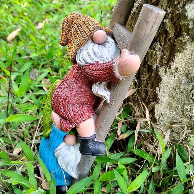 Climbing Gnomes Tree Faces Decor Outdoor for Yard - Cute Gnome Garden Statue Art Resin Dwarf Sculpture for Yard Outdoor Decoration Ornaments