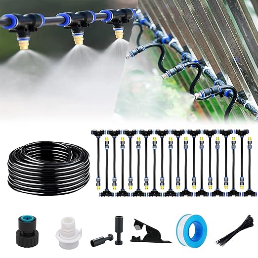 Update Drip Irrigation Kit, 82FT Automatic Watering System with 20 Replaceable 360° Bendable Sprayers, Atomizing Copper Nozzles for Garden, Plant, Lawn, Patio and Yard.(20)