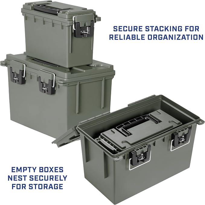 Sheffield 12713 Storage Bins With Lids, 2-Pack Stackable Storage Bins, Made in USA, Lockable and Water-Resistant Containers with Lids, Plastic Containers for Home, Classroom, and Dorm