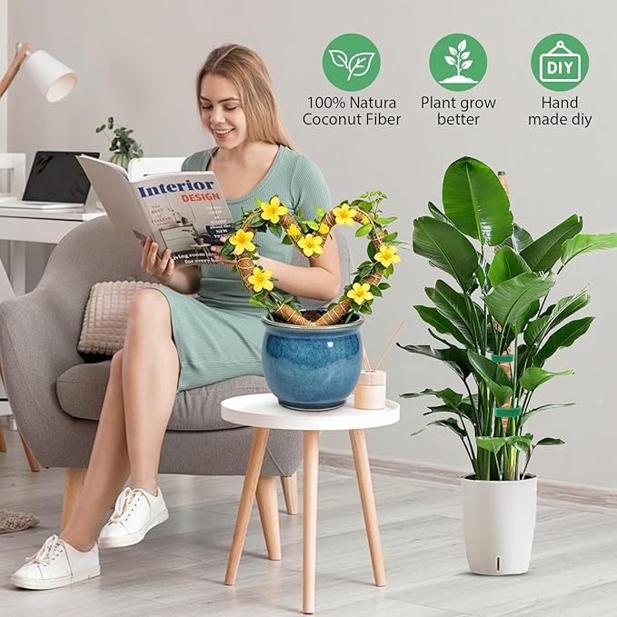 2 Pack Bendable Moss Pole, 48" DIY Shape Monstera Plant Support for Climbing Indoor Plants, Coco Coir Plant Support Stake for Monstera, Pothos, Philodendron & Indoor Potted Vines