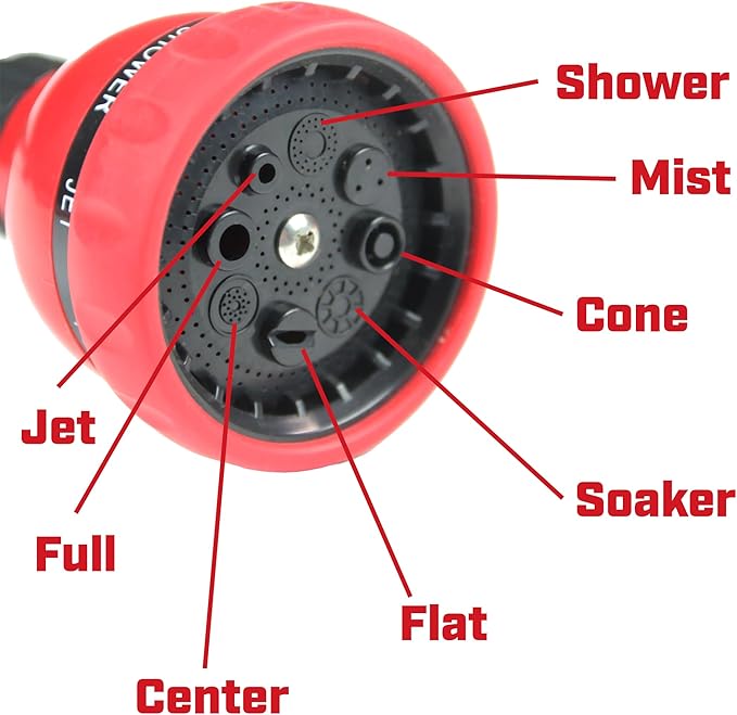Chapin International 4672 18-inch with 8 Pattern Rotatable Nozzle and Adjustable 180-degree Spray Head Watering Wand, Black/Red