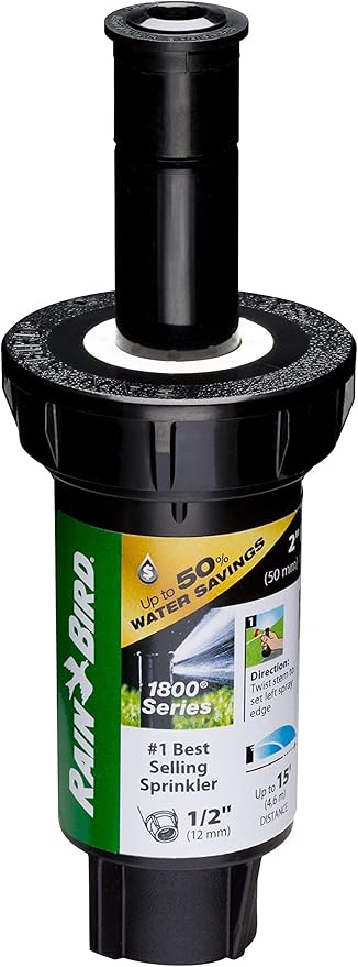 Rain Bird 1802FDSPRS Pressure Regulating (PRS) Professional Dual Spray Pop-Up Sprinkler, 360° Full Circle Pattern, 8' - 15' Spray Distance, 2" Pop-up Height (Pack of 4)