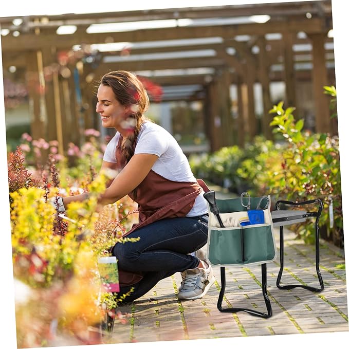Garden Kneeler Tool Bag Large 600D Durable Organizer with Multiple Pockets Lightweight Foldable Pouch for Easy Storage of Gardening Tools 12.59X12.20X0.11In