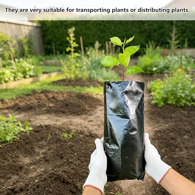 Belit 100 Pcs Deep Nursery Grow Bags, 11.5" H Plastic Pots for Starting Deep Rooted Plants Vegetable, Flower, Seedling Tree, Black
