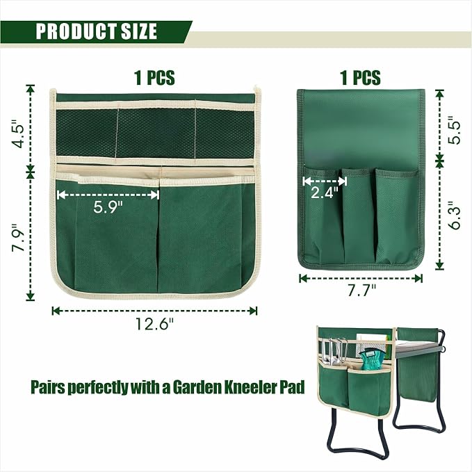 COCO Garden Pouches Kneeler - 2 Pack Outdoor Gardening Stool Pouch, Workseat Storage Tote Hanging Organizer, Heavy-Duty 600D Oxford Cloth Tool Bag