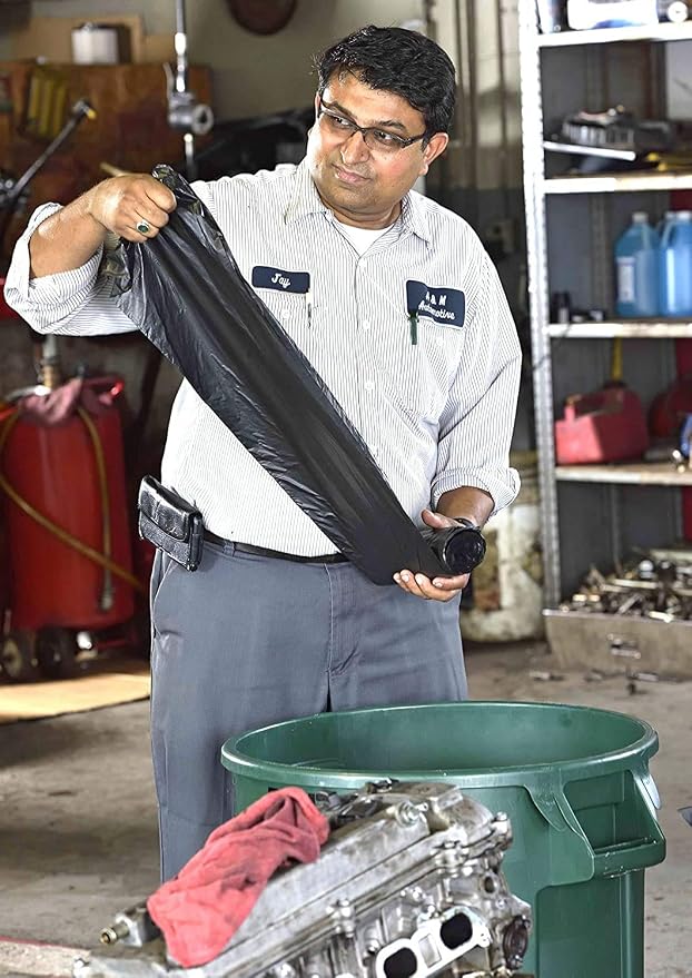 Aluf Plastics - 3 Ply Trash Bags, 56 Gallon, 1.25 Mil (eq), 43"x47", Black, 100 Count (5 Rolls of 20)