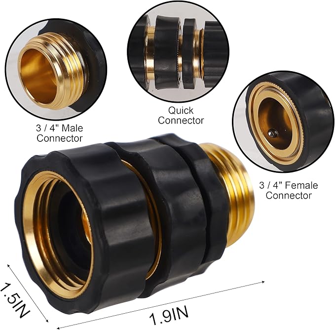 Biswing 3/4 Inch Garden Hose Quick Connector, Aluminum Male and Female Quick Connect Garden Hose Fittings, Quick Release Water Hose Connector Fitting (6 Pack)