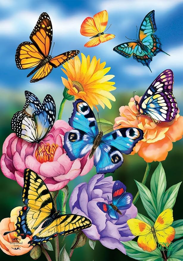 Briarwood Lane Butterflies In The Garden Spring House Flag