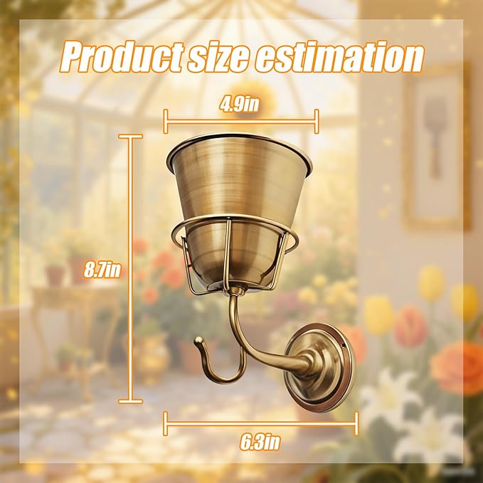 Opal Wall Vessel Gold,Elegant Wall Vessel for Flowers with Hook Wall Mount Planter for Stylish Home Decor