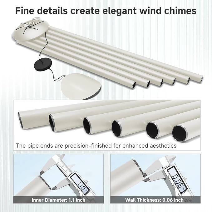 66" Extra Large Wind Chimes for Outside Deep Tone,6 Thick and Bold Aluminum Tubes Tuned Relaxing Melody Wind Chime,Big Wind Chimes for Garden Patio Decor,Great Gift Idea for Mother's Day (Milky White)