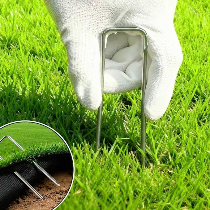 PSISO 57 Pack 4 Inch Galvanized U-Shaped Garden Stakes Landscape Staples, 12 Gauge Heavy Duty Tent Stakes Ground Yard Lawn Pins for Landscaping, Weed Barrier Fabric, Fencing, Outdoor Decor