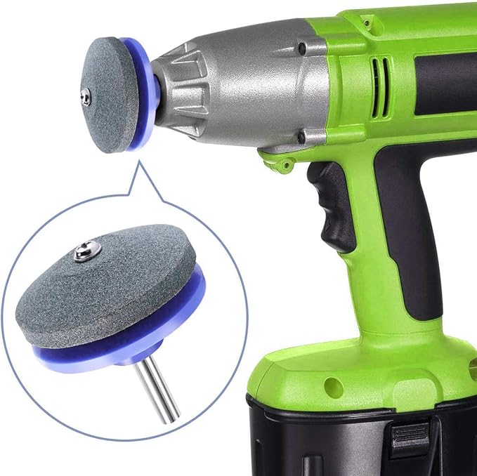 Lawn Mower Blade Sharpener, Blade Sharpening Drill Kit Knife Sharpener Lawnmower Blade Sharpener Tool Kit for Garden Tool Power Drill, Durable, 5PCS