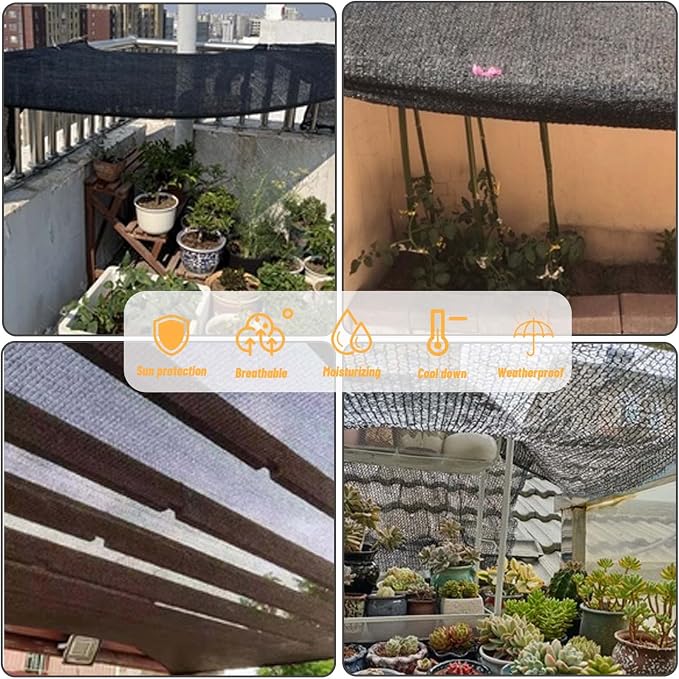 Cool Area 40% 8x12ft Sunblock Shade Cloth Cover Mesh UV Resistant Net for Garden Flower Plant Greenhouse, Black