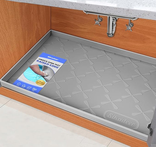 SIKADEER 31" x 22" Under Sink Mat Waterproof, Silicone Mat Kitchen Drawer Shelf and Cabinet Liner, Sink Protector for Kitchen Organizers and Storage, Boot Tray Pet Food Mats