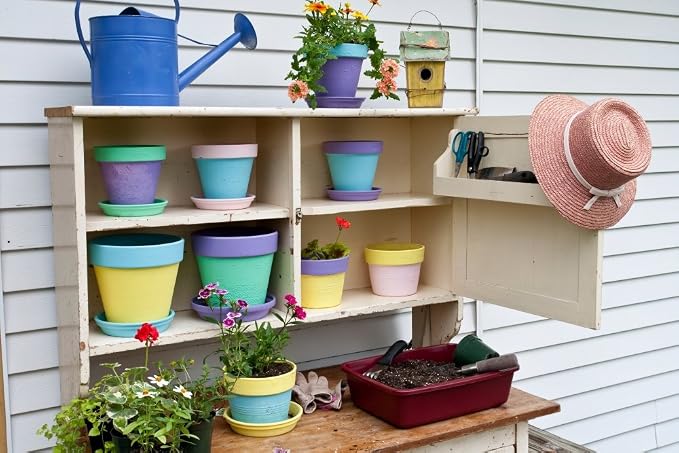 Posterazzi PPI169139LARGE Potting Bench with containers and Flowers Marion County Illinois USA Poster Print, 24 x 36