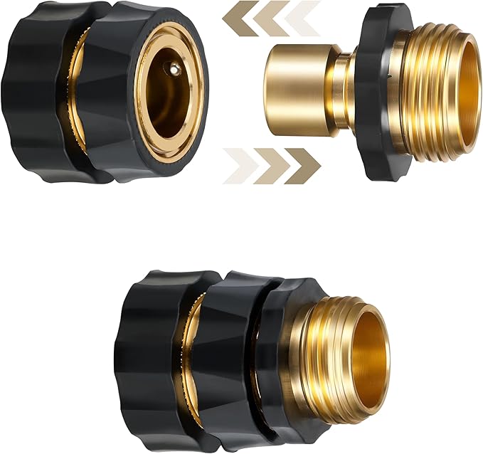 Twinkle Star 3/4 Inch Garden Hose Fitting Quick Connector Male and Female Set (8 Sets) with Extra Rubber Washers