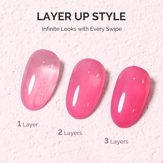 MelodySusie Pink Gel Nail Polish, 0.5Fl.oz Jeweliver Jelly Gel Polish Neon Pink Jelly Rose Nails Sheer Soak Off UV LED Light Cure Gift for Women Girls Nail Art Manicure JIG14