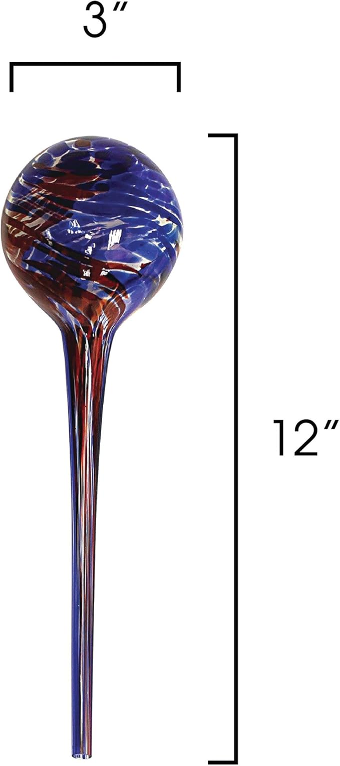 Plant Watering Globe Set, Set of 3, Indoor & Outdoor, Colorful Multicolored Hand-Blown Glass for Everyday Use