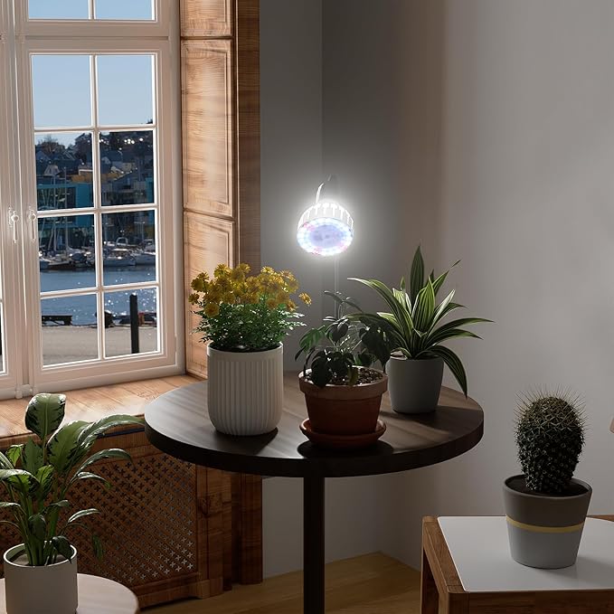 GooingTop Grow Light,24W (160Watts Equiv) 5000K White Full Spectrum LED Growing Lamp Clip on Desk for Indoor Plants,Bulbs Replaceable & Non-dimmable (Black, 80W)