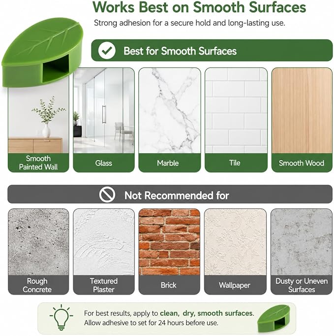 RAINFLOW 90 Pcs Plant Wall Clips - Plant Climbing Wall Fixture Clips with 108 Adhesive Sticker, Fixer Invisible Vines Fixing Clip for Pothos Vine Climber Support, Indoor Outdoor Decoration