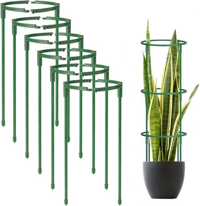12Pcs Plant Support Plant Stake Half Round Plant Support Ring Garden Flower Support Plant Support Stakes for Tomato, Hydrangea, Indoor Plants (12PACK 5.9" Wide X5.9 high（14.5x15cm）)