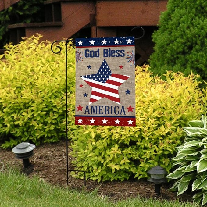 Briarwood Lane God Bless America Star Burlap Garden Flag