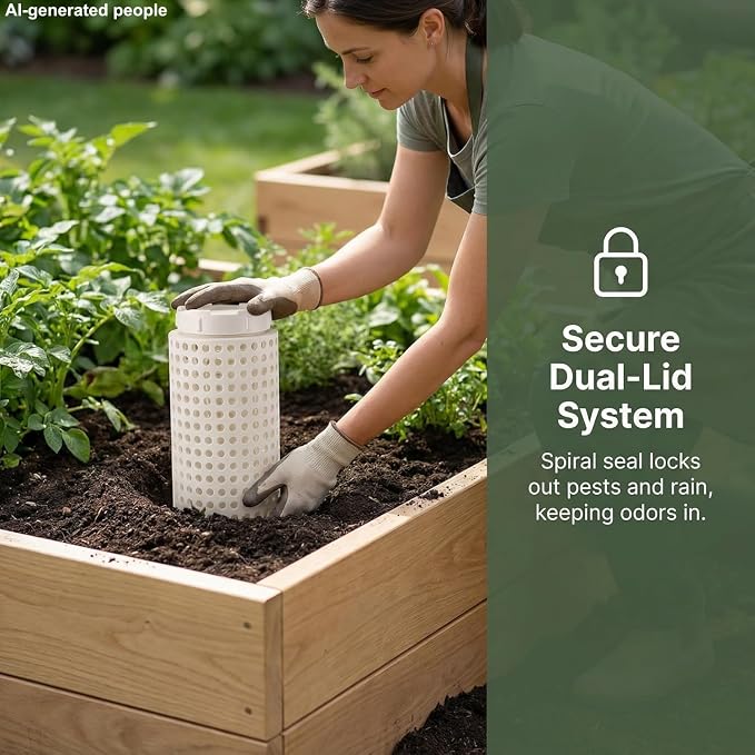 Inground Worm Composter, Outdoor Worm Farm Compost Bin Kit with Lid for Raised Garden Beds, Reducing Food Waste Composting Systems - with Gloves & Shovel(10.24 * 4.3 * 4.3 in (1 PCS))