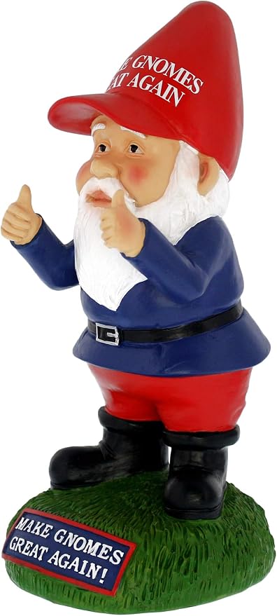 Gnometastic Make Gnomes Great Again Garden Gnome Statue, 9.5in - Indoor Outdoor Funny Garden Gnomes Decoration for Yard, Lawn Ornament, Patio and Home Decor