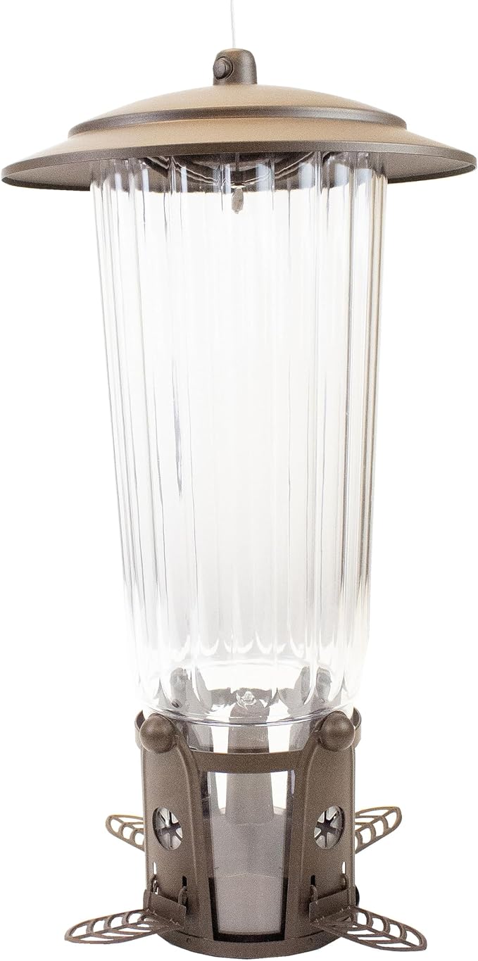 Perky-Pet Squirrel-Be-Gone Max Bird Feeder with (4) Flexport Feeding Stations - Squirrel-Proof Metal Hanging Feeder for Outdoors, Weight-Activated Ladder-Style Perches, 4lb Seed Capacity, 334-1SR