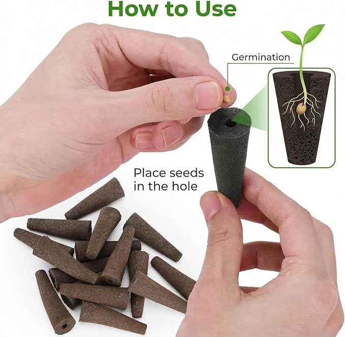 50-Pack Grow Sponges, Hydroponic Planting System Pods, Fast Germinating Seed Starting Sponges, Aerogarden Compatible