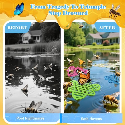 Floating Bee Island Watering Station - 5 Pack, Bee-Friendly EVA Foam, No Sinking, Drowning-Proof, Fade-Proof, Pre-Cut, Birdbath, Pools & Garden Hydration Solution for Pollinators (6.3 Inch)