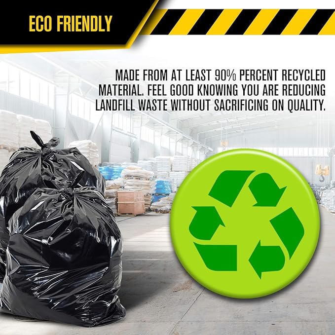 Ultrasac Contractor Trash Bags - (/w Ties) - Heavy Duty 3 MIL Thick,39" x 32",Shorter 33 Gallon Black Version - for Industrial,Commercial,Professional,Construction,Lawn,Leaf,and More,(Pack of 100)