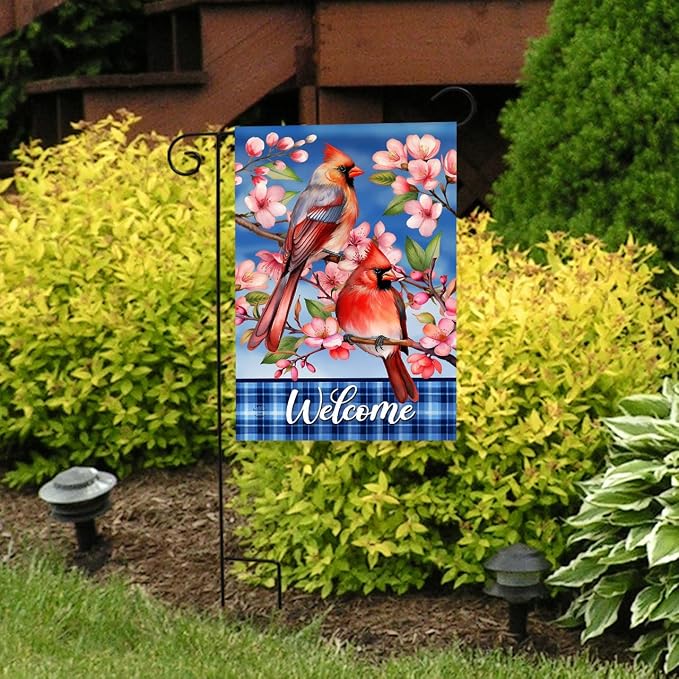 Briarwood Lane Cherry Blossom Cardinal Garden Flag