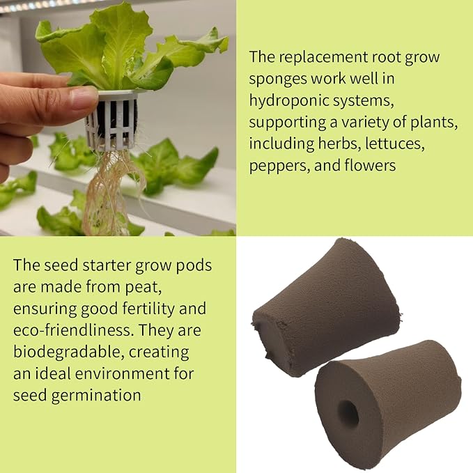 60Pack Grow Sponges, Seed Starter Plugs for Seeds and Cuttings, Suitable for Hydroponic Systems and Soil Cultivation for Indoor and Outdoor Plant Rooting Herbs Vegetables Cultivation Planting Sponges
