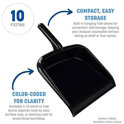SPARTA Handheld Dustpan with Handle, Cleaning Essentials for Home and Commercial Use, 10", Black
